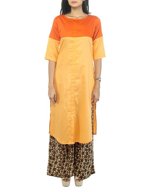 yellow satin kurta - 11507348 - Very Small Image - 1