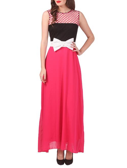 pink georgette gown dress - 11509341 - Very Small Image - 1