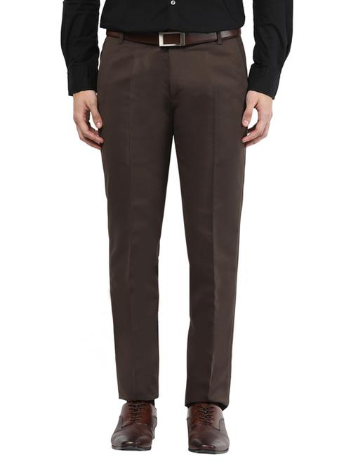 brown slim fit formal trousers - 11509363 -  Standard Image - 0