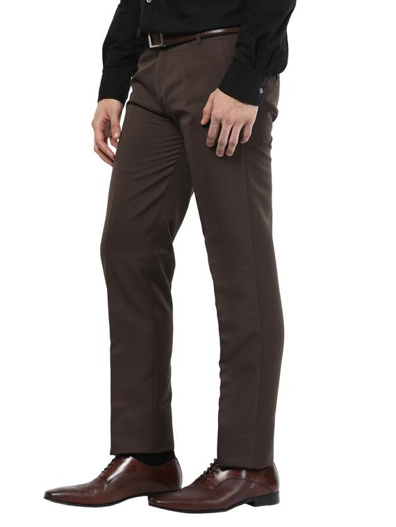 brown slim fit formal trousers - 11509363 - Zoom Image - 2