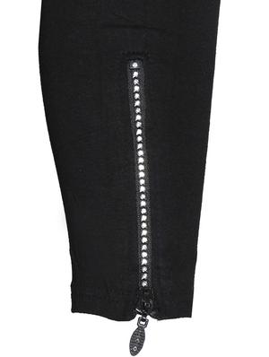 black color, cotton legging with embellished zip - 11512309 - Standard Image - 3