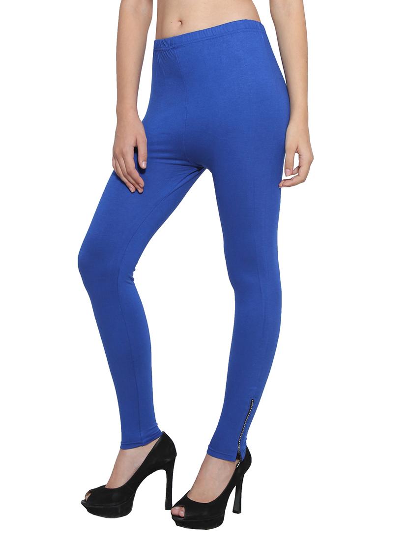 blue color, cotton legging with embellished zip - 11512313 - Zoom Image - 2