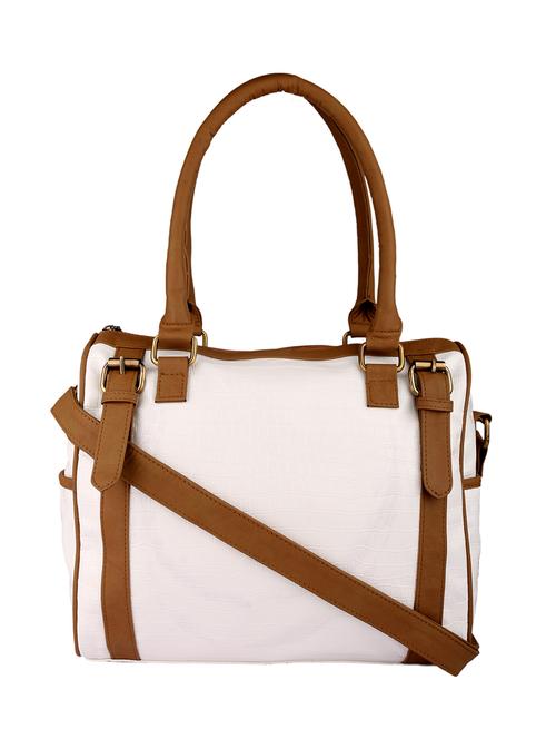 white and brown leatherette handbag - 11512620 - Standard Image - 1
