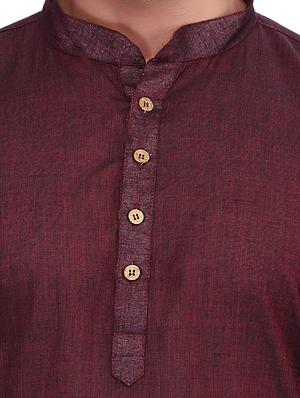 solid wine cotton kurta - 11513196 - Standard Image - 4