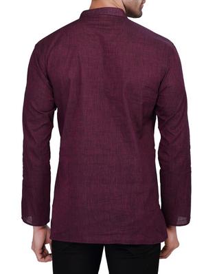 solid purple cotton kurta - 11513201 - Standard Image - 3