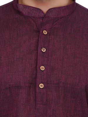 solid purple cotton kurta - 11513201 - Standard Image - 4