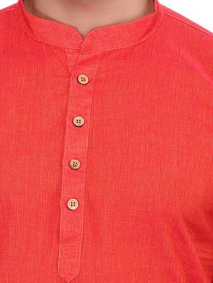 solid red cotton kurta - 11513206 - Standard Image - 4