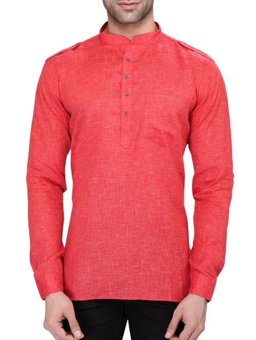 red melange cotton kurta - 11513246 - Standard Image - 1