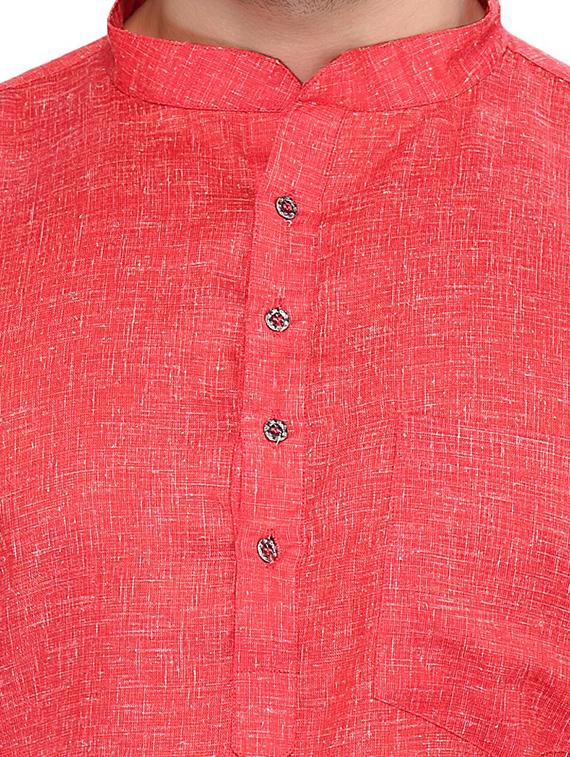 red melange cotton kurta - 11513246 - Zoom Image - 4