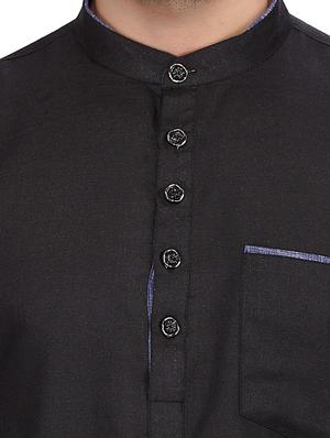 solid black cotton kurta - 11513256 - Standard Image - 4