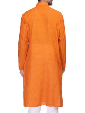 solid orange cotton kurta - 11513626 - Standard Image - 3