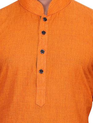 solid orange cotton kurta - 11513626 - Standard Image - 4