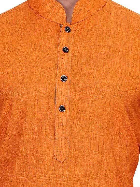 solid orange cotton kurta - 11513626 - Zoom Image - 4