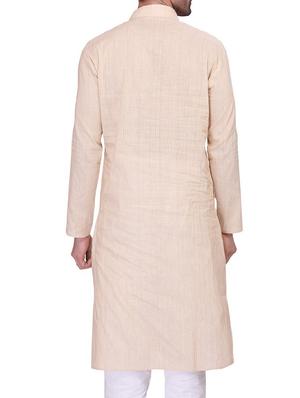 beige cotton kurta pyjama set - 11513641 - Standard Image - 3