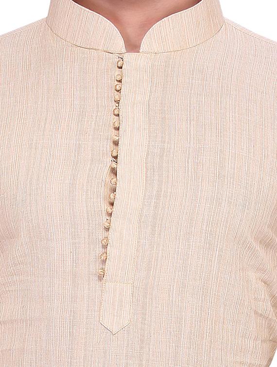 beige cotton kurta pyjama set - 11513641 - Zoom Image - 4