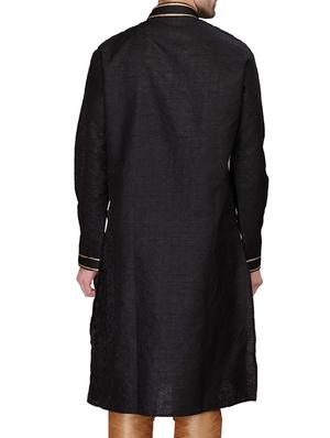 solid black cotton kurta pyjama set - 11513666 - Standard Image - 3