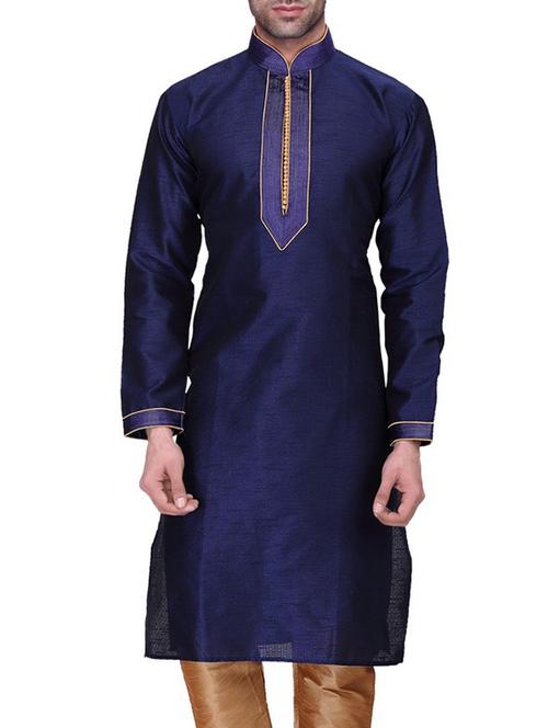 navy blue cotton kurta pyjama set - 11513691 -  Standard Image - 0