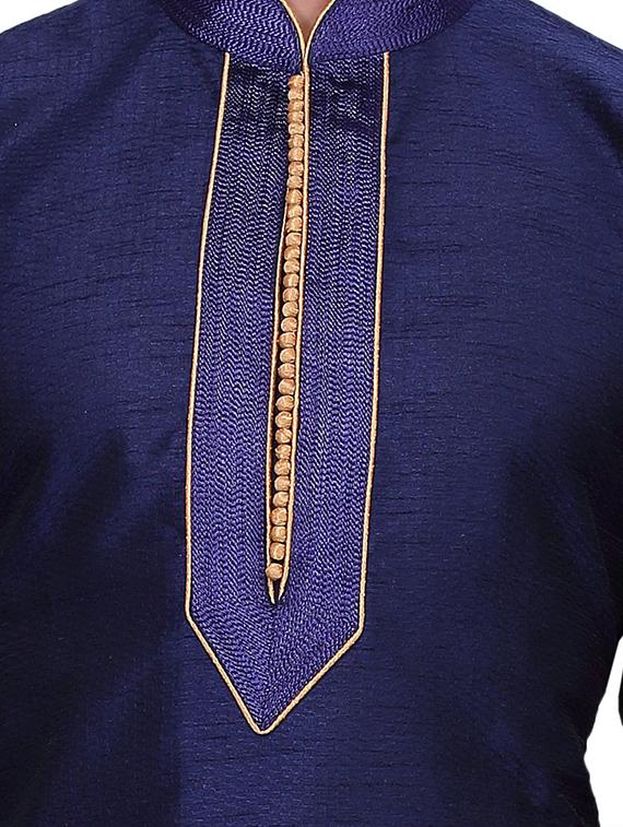 navy blue cotton kurta pyjama set - 11513691 - Zoom Image - 4