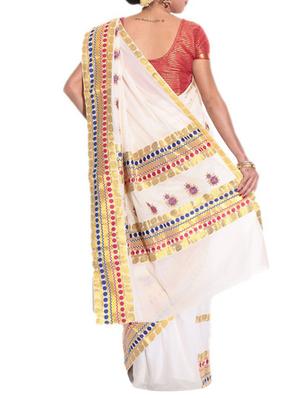 beige cotton kasavu saree with blouse - 11514665 - Standard Image - 2