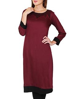maroon rayon kurta - 11514961 - Standard Image - 1