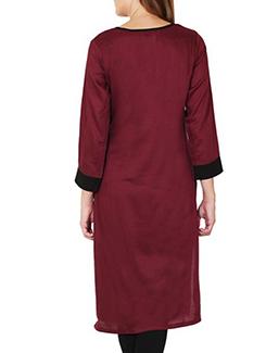 maroon rayon kurta - 11514961 - Zoom Image - 3