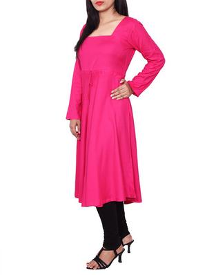 pink viscose flared kurta - 11515010 - Standard Image - 2
