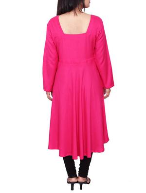 pink viscose flared kurta - 11515010 - Standard Image - 3
