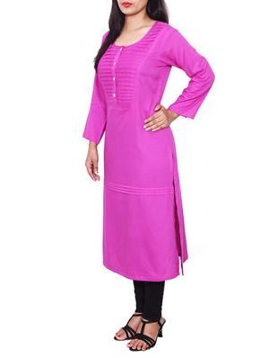pink viscose straight kurta - 11515018 - Standard Image - 2