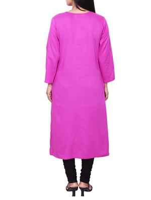 pink viscose straight kurta - 11515018 - Standard Image - 3