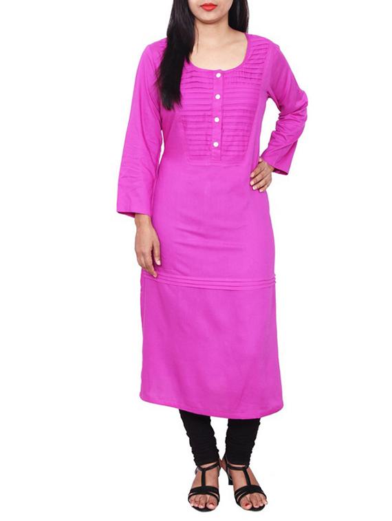 pink viscose straight kurta - 11515018 - Zoom Image - 1