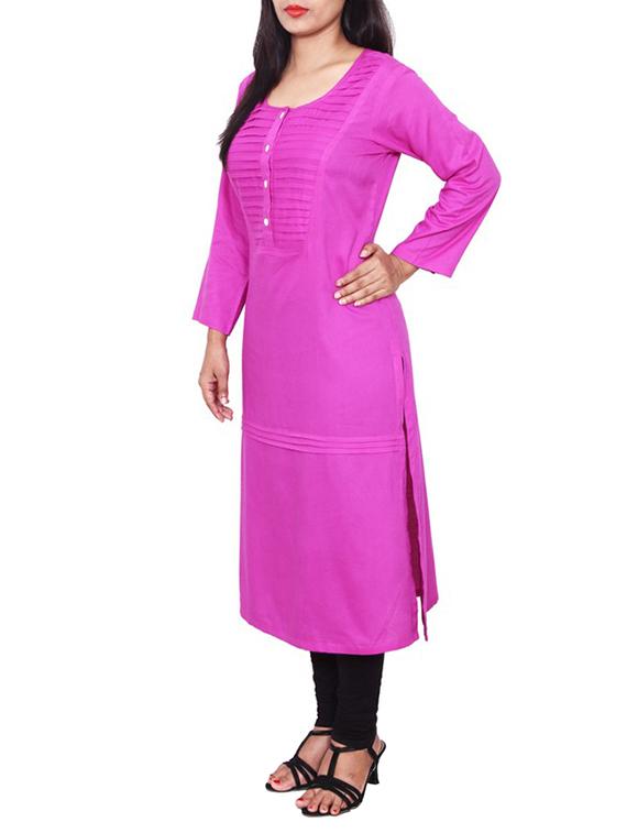 pink viscose straight kurta - 11515018 - Zoom Image - 2