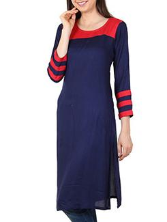 blue viscose straight kurta - 11515021 - Standard Image - 2