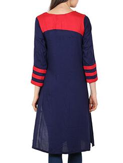 blue viscose straight kurta - 11515021 - Standard Image - 3