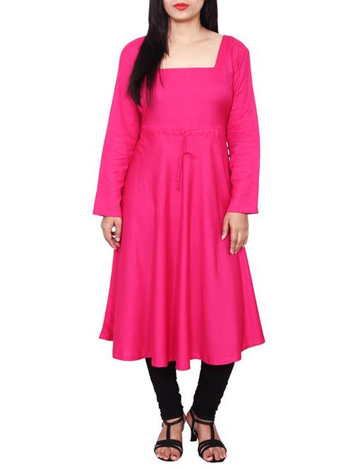 pink solid rayon kurta - 11515102 - Standard Image - 1