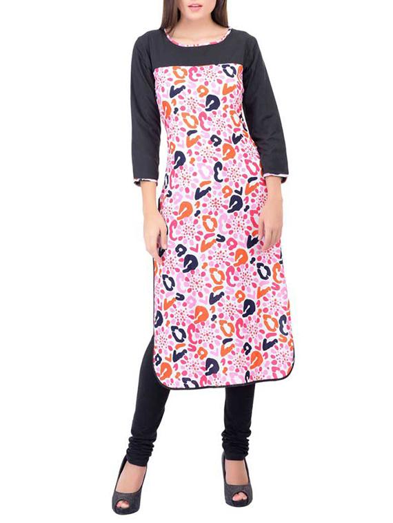multicolored printed crepe kurta - 11515761 - Zoom Image - 1