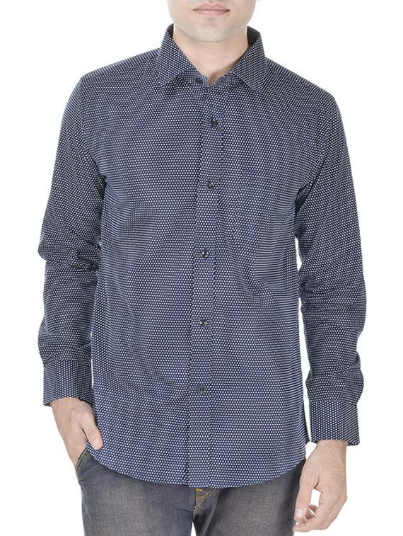 navy blue cotton casual shirt - 11517995 - Zoom Image - 1