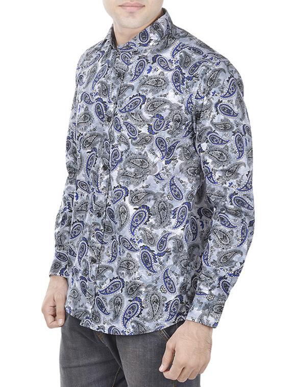 grey cotton paisley print casual shirt - 11517997 - Zoom Image - 2