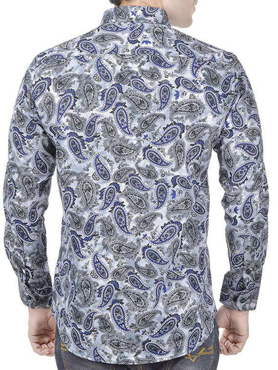 grey cotton paisley print casual shirt - 11517997 - Zoom Image - 3