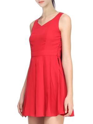 pleated cut out back a-line dress - 11519471 - Standard Image - 2
