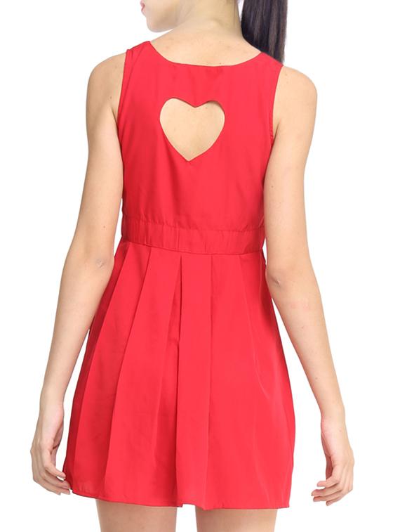 pleated cut out back a-line dress - 11519471 - Zoom Image - 3