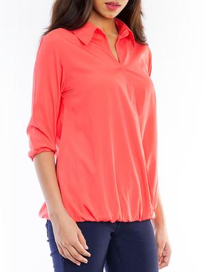 overlap front shirt collar blouson top - 11519494 - Standard Image - 2