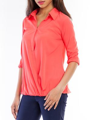 overlap front shirt collar blouson top - 11519494 - Standard Image - 3