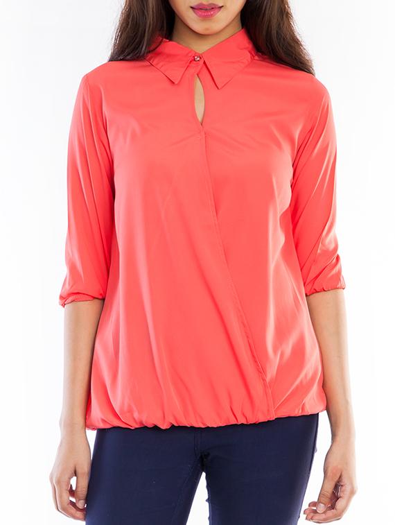 overlap front shirt collar blouson top - 11519494 - Zoom Image - 1