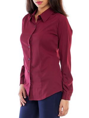 curved hem long sleeved shirt - 11519915 - Standard Image - 2