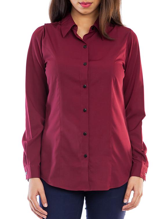 curved hem long sleeved shirt