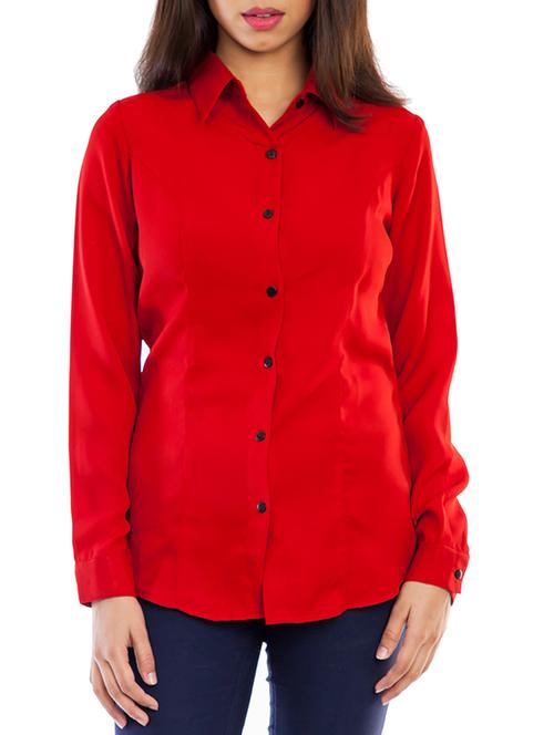 red polyester regular shirt - 11519917 - Very Small Image - 1