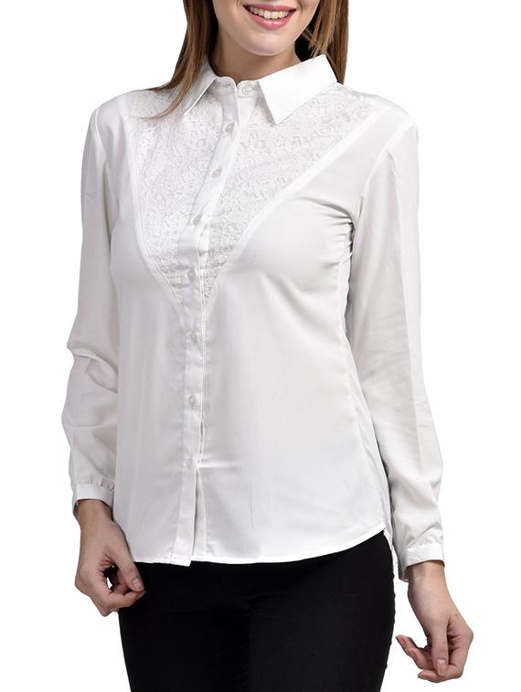 lace detail long sleeved shirt - 11519919 - Zoom Image - 2