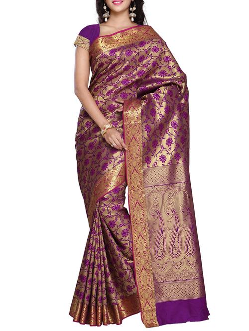 purple art silk saree with blouse - 11528869 - Standard Image - 1