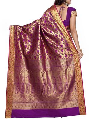 purple art silk saree with blouse - 11528869 - Standard Image - 2