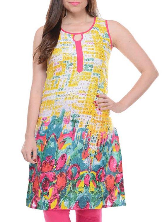 multi colored cotton printed kurti - 11529538 - Zoom Image - 1